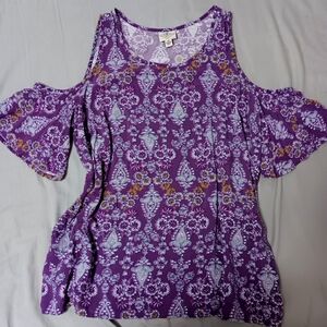 Purple Flower Pattern St. John's Bay Shirt